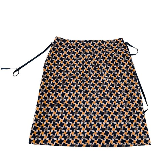 Talbots Womens Wrap Skirt Size 8 Geometric Print High Waist Cotton Blend - Picture 4 of 4
